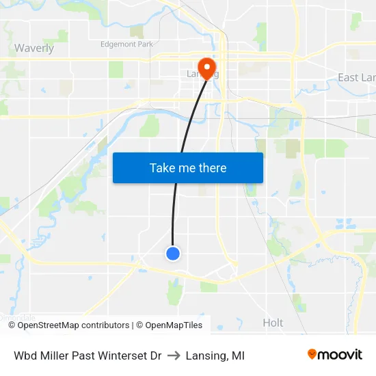 Wbd Miller Past  Winterset Dr to Lansing, MI map