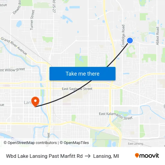 Wbd Lake Lansing Past Marfitt Rd to Lansing, MI map