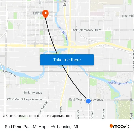 Sbd Penn Past Mt Hope to Lansing, MI map