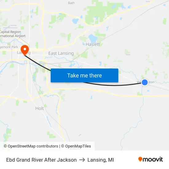 Ebd Grand River After Jackson to Lansing, MI map