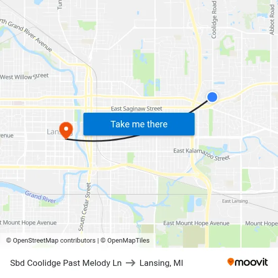 Sbd Coolidge Past Melody Ln to Lansing, MI map