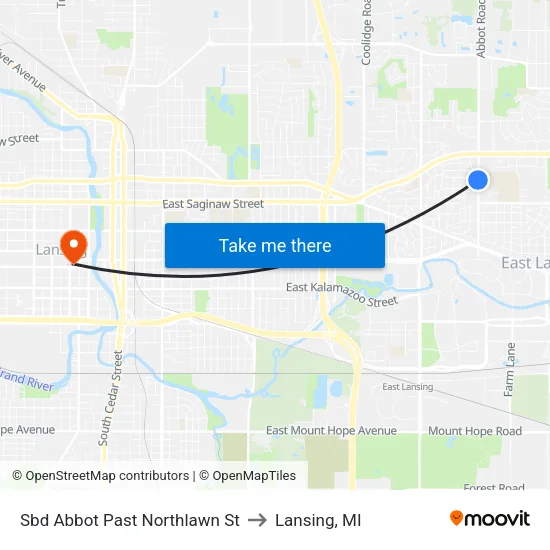 Sbd Abbot Past Northlawn St to Lansing, MI map
