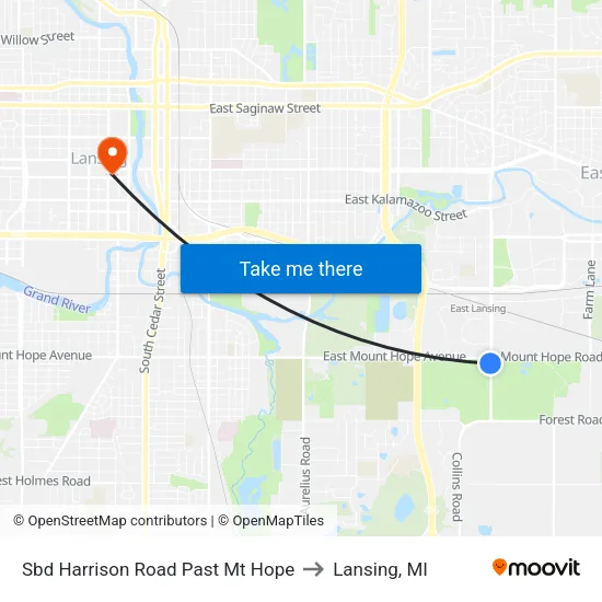 Sbd Harrison Road Past Mt Hope to Lansing, MI map