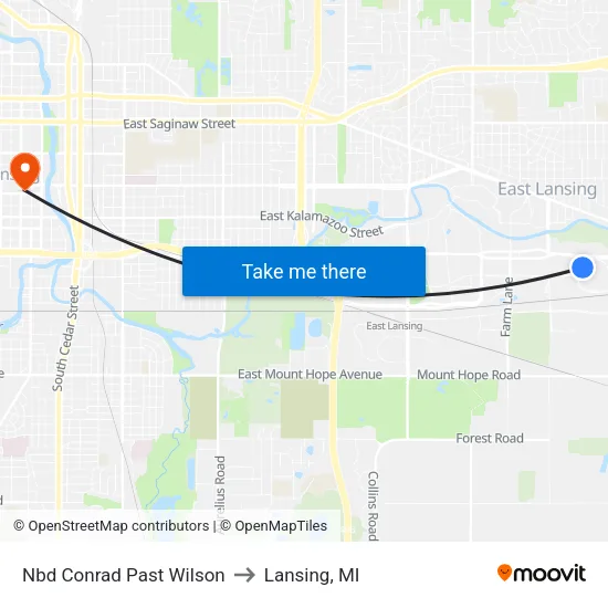 Nbd Conrad Past Wilson to Lansing, MI map