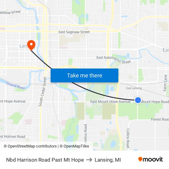 Nbd Harrison Road Past Mt Hope to Lansing, MI map
