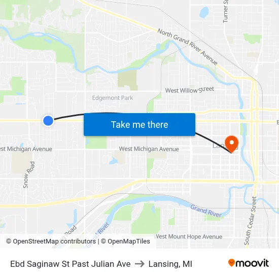 Ebd Saginaw St Past Julian Ave to Lansing, MI map