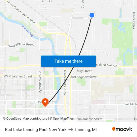 Ebd Lake Lansing Past New York to Lansing, MI map