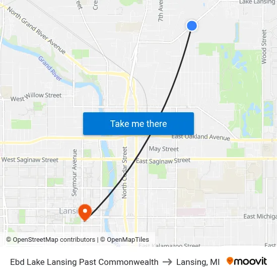 Ebd Lake Lansing Past Commonwealth to Lansing, MI map