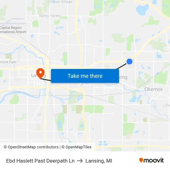 Ebd Haslett Past Deerpath Ln to Lansing, MI map