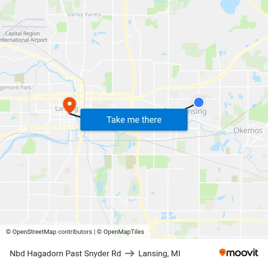 Nbd Hagadorn Past Snyder Rd to Lansing, MI map