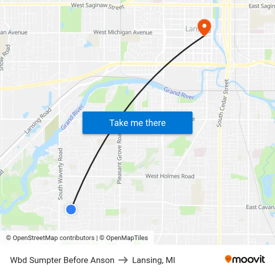 Wbd Sumpter Before Anson to Lansing, MI map