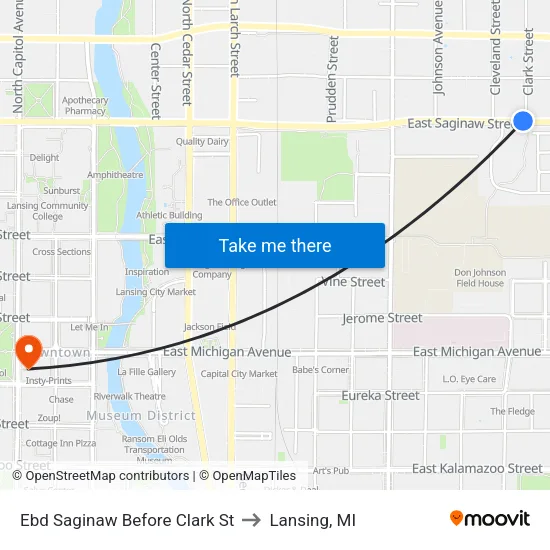 Ebd Saginaw Before Clark St to Lansing, MI map