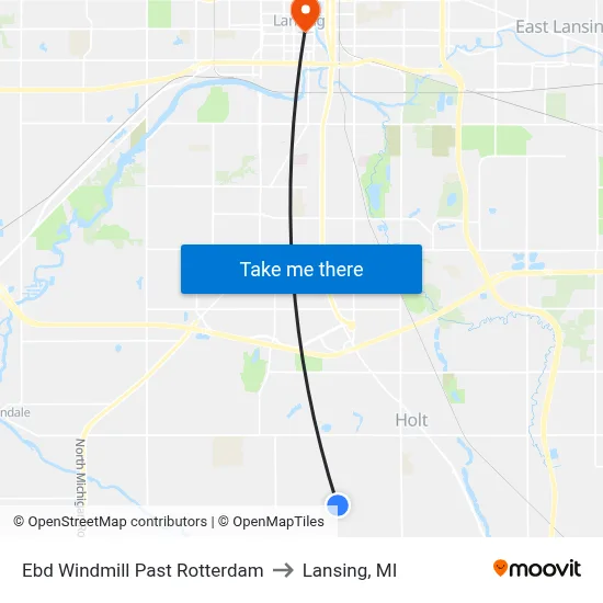 Ebd Windmill Past Rotterdam to Lansing, MI map
