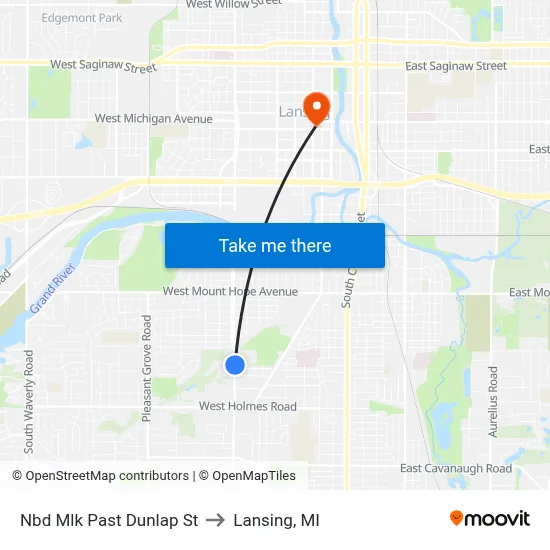 Nbd Mlk Past Dunlap St to Lansing, MI map