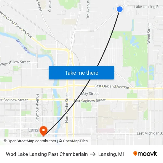 Wbd Lake Lansing Past Chamberlain to Lansing, MI map