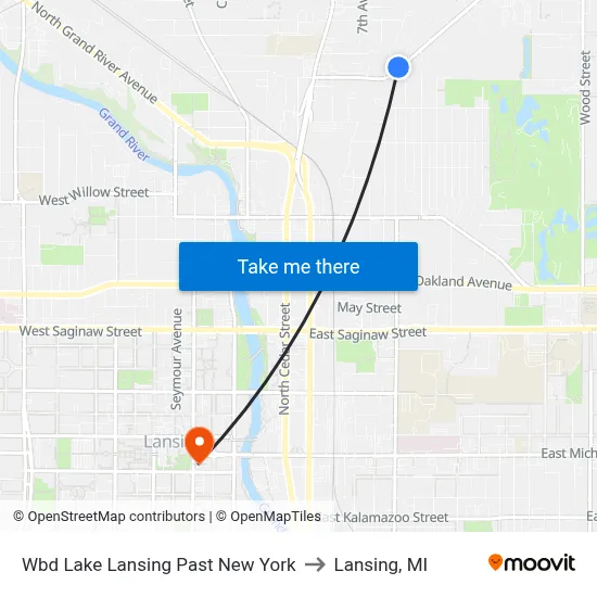 Wbd Lake Lansing Past New York to Lansing, MI map