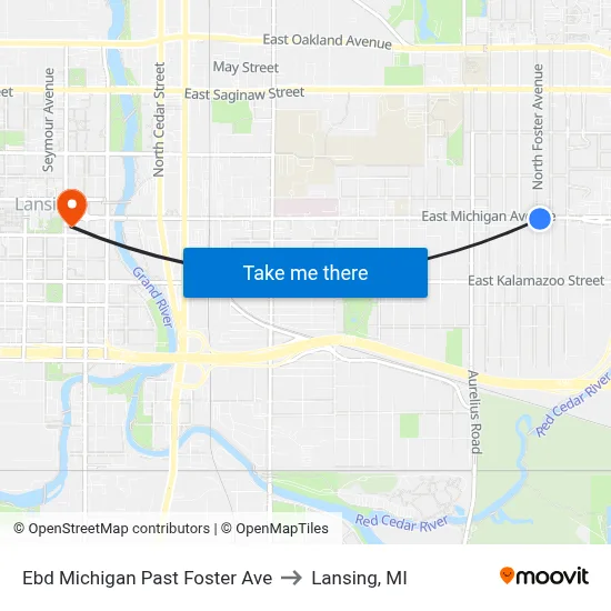 Ebd Michigan Past Foster Ave to Lansing, MI map