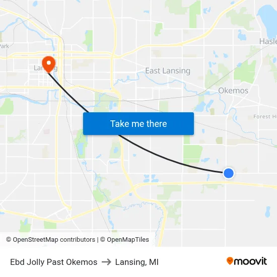 Ebd Jolly Past Okemos to Lansing, MI map