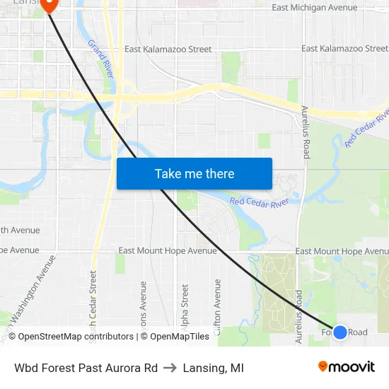 Wbd Forest Past Aurora Rd to Lansing, MI map