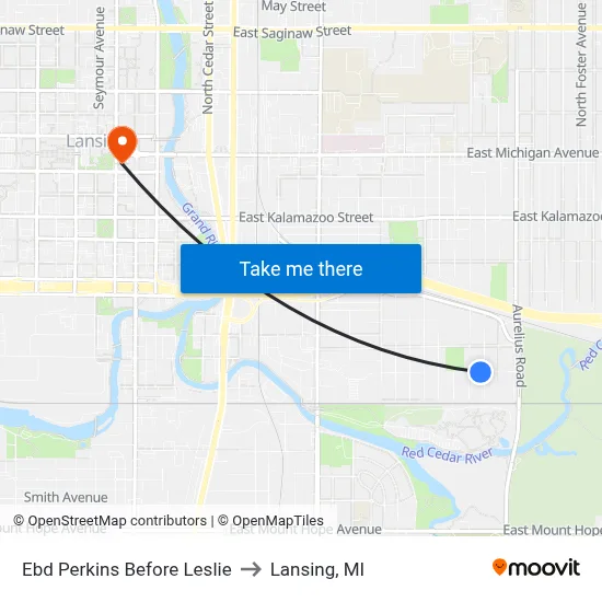 Ebd Perkins Before Leslie to Lansing, MI map