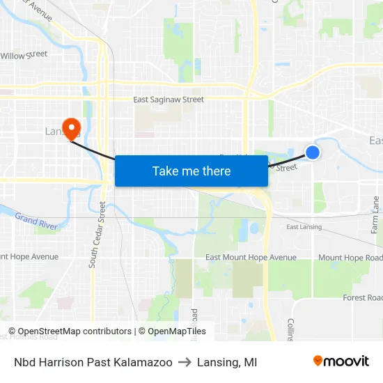 Nbd Harrison Past Kalamazoo to Lansing, MI map