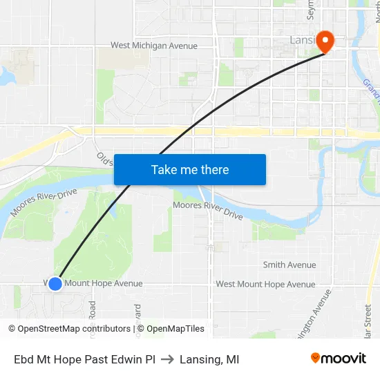 Ebd Mt Hope Past Edwin Pl to Lansing, MI map