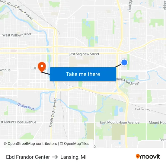Ebd Frandor Center to Lansing, MI map