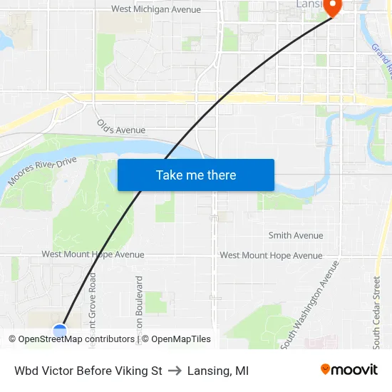 Wbd Victor  Before Viking St to Lansing, MI map