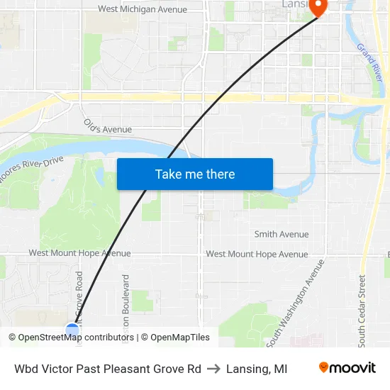 Wbd Victor Past Pleasant Grove Rd to Lansing, MI map