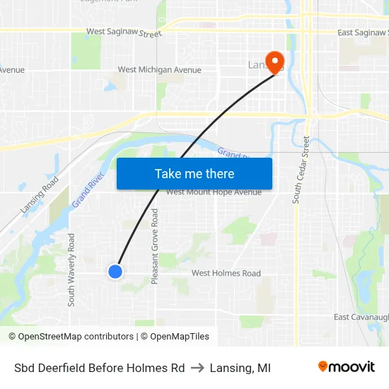 Sbd Deerfield Before Holmes Rd to Lansing, MI map