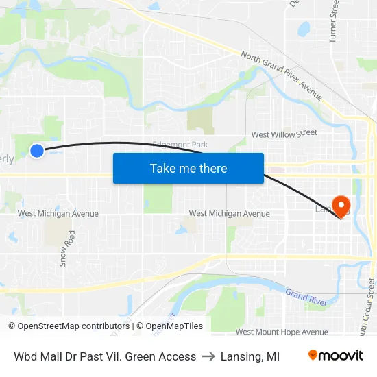 Wbd Mall Dr Past Vil. Green Access to Lansing, MI map