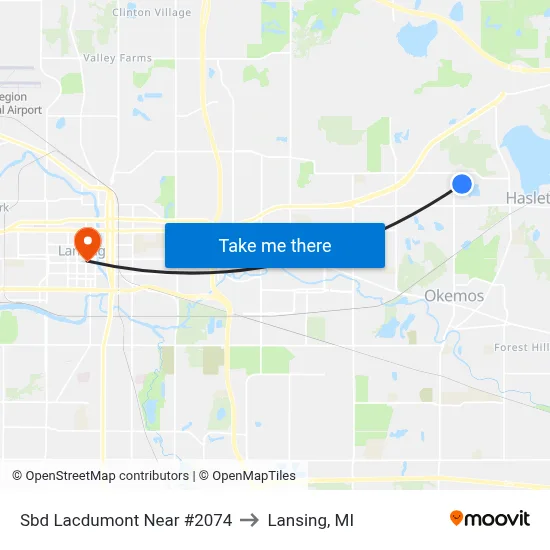 Sbd Lacdumont Near #2074 to Lansing, MI map