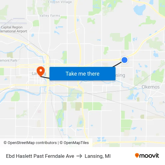Ebd Haslett Past Ferndale Ave to Lansing, MI map