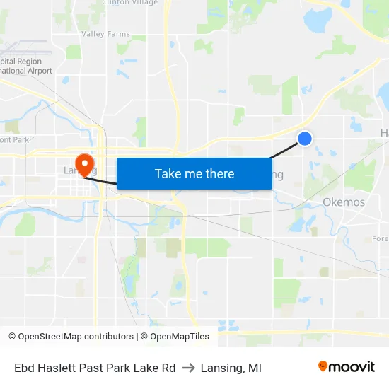 Ebd Haslett Past Park Lake Rd to Lansing, MI map