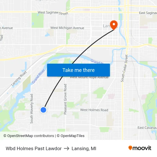 Wbd Holmes Past Lawdor to Lansing, MI map