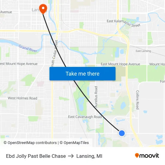 Ebd Jolly Past Belle Chase to Lansing, MI map