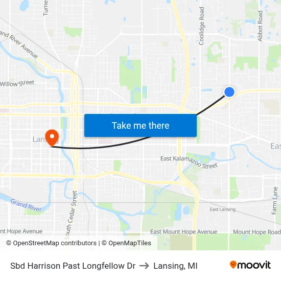 Sbd Harrison Past Longfellow Dr to Lansing, MI map