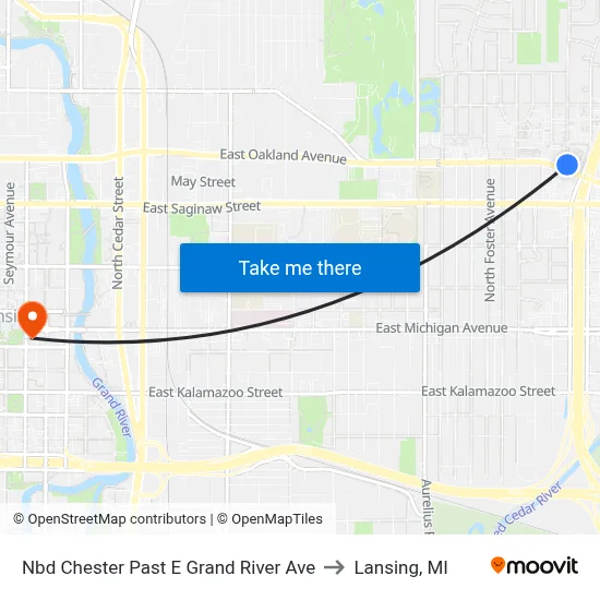Nbd Chester Past E Grand River Ave to Lansing, MI map