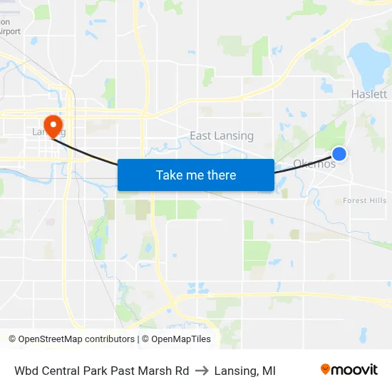 Wbd Central Park Past Marsh Rd to Lansing, MI map
