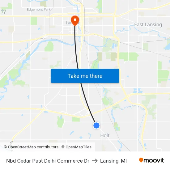 Nbd Cedar Past Delhi Commerce Dr to Lansing, MI map