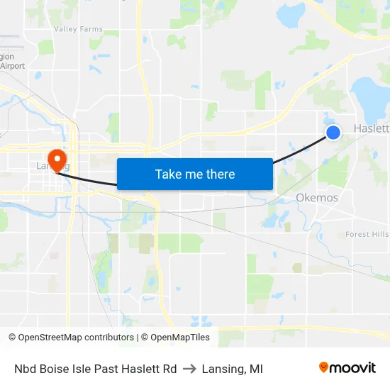 Nbd Boise Isle Past Haslett Rd to Lansing, MI map