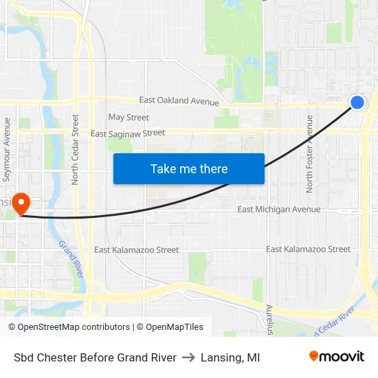 Sbd Chester Before Grand River to Lansing, MI map