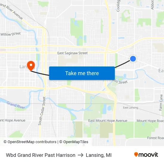 Wbd Grand River Past Harrison to Lansing, MI map