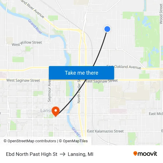 Ebd North Past High St to Lansing, MI map