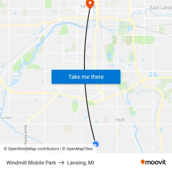 Windmill Mobile Park to Lansing, MI map