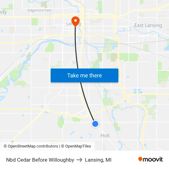 Nbd Cedar Before Willoughby to Lansing, MI map