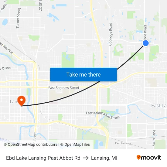 Ebd Lake Lansing Past Abbot Rd to Lansing, MI map