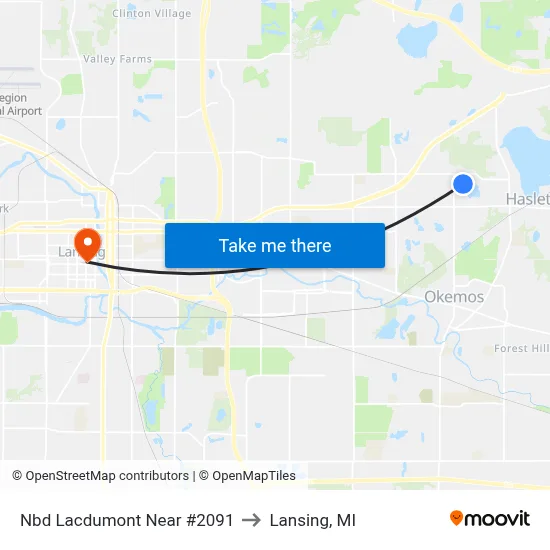 Nbd Lacdumont Near #2091 to Lansing, MI map