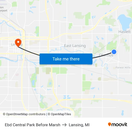 Ebd Central Park Before Marsh to Lansing, MI map