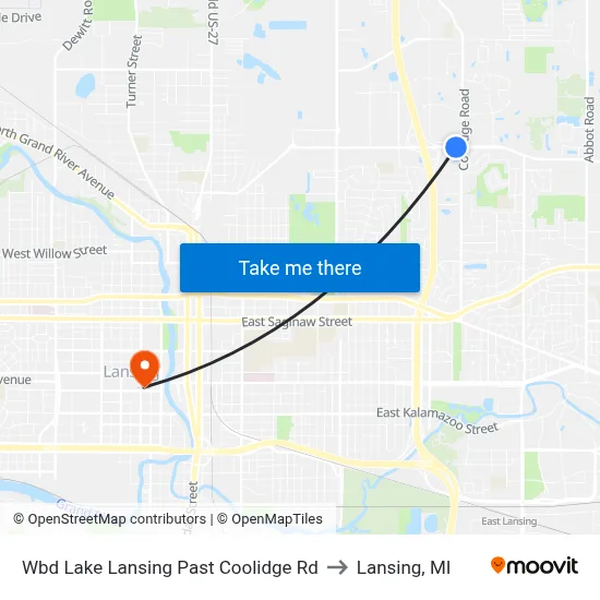 Wbd Lake Lansing Past Coolidge Rd to Lansing, MI map